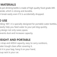 HKM-6363837 Portable Pet Water Cup - 420ml Plastic Travel Water Bottle for Dogs and Cats
