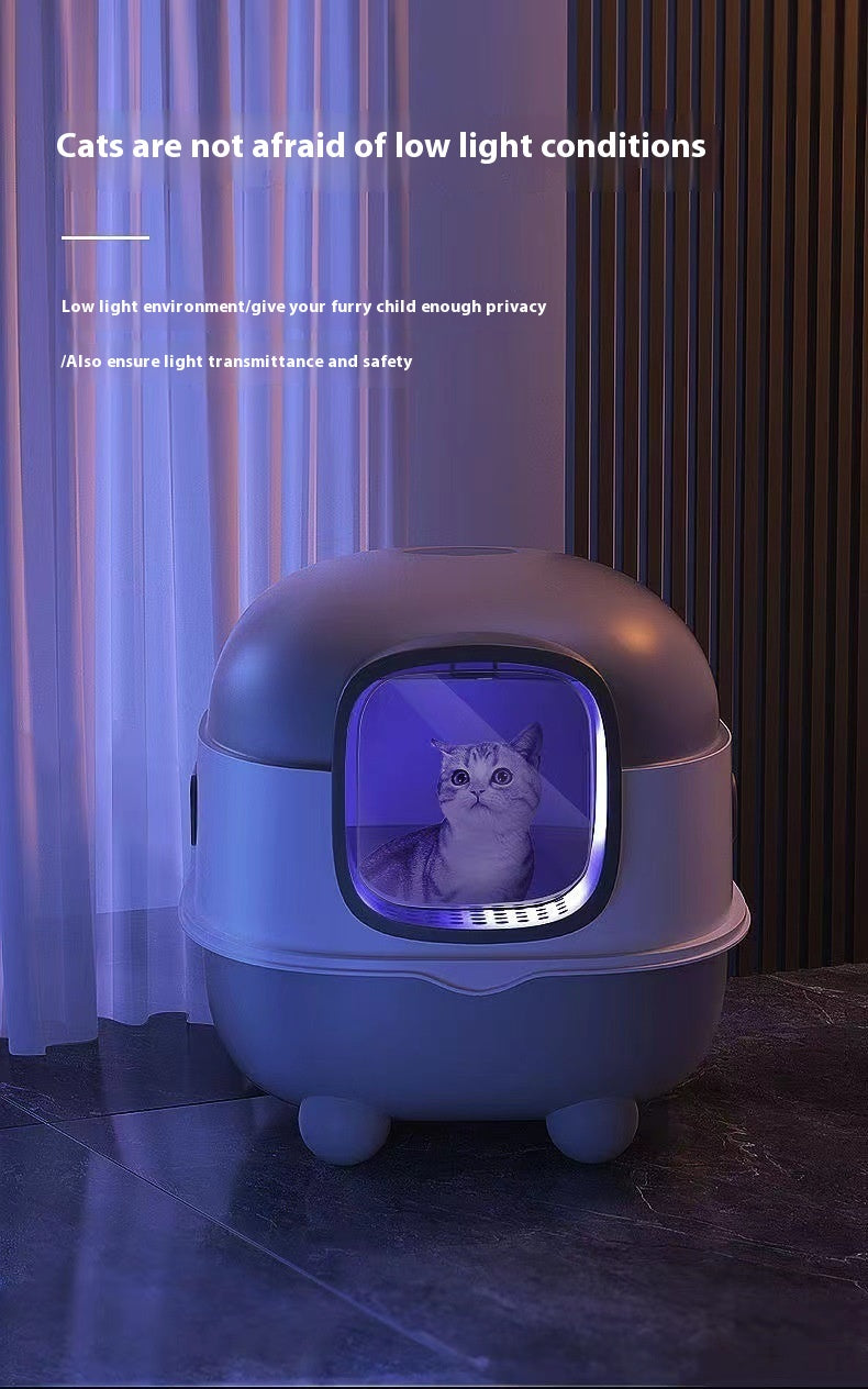 HKM-6364221 Oversized Fully Enclosed Cat Litter Box with UV Sterilization Options and Basic Deodorization