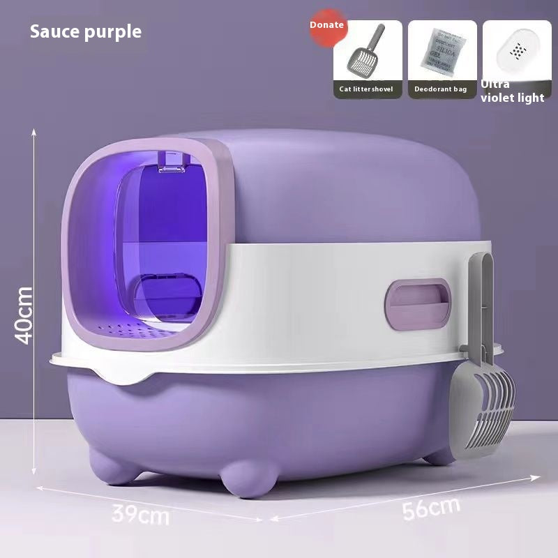 HKM-6364221 Oversized Fully Enclosed Cat Litter Box with UV Sterilization Options and Basic Deodorization