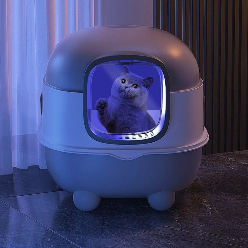 HKM-6364221 Oversized Fully Enclosed Cat Litter Box with UV Sterilization Options and Basic Deodorization