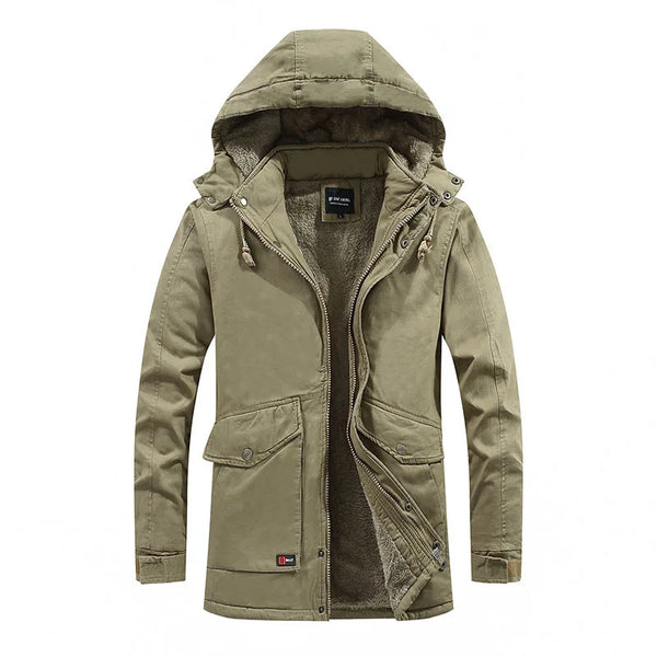 HKM-636435 Men's Jackets Winter Mid-Length Plush Thick Coat Warm Cotton Jacket Work Bomber Jacket Made Men's Coats