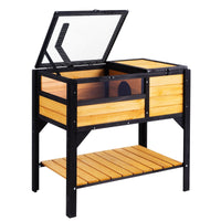 HKM-636563 Cedar Wooden Tortoise Habitat with Dual Rooms for Indoor and Outdoor Use