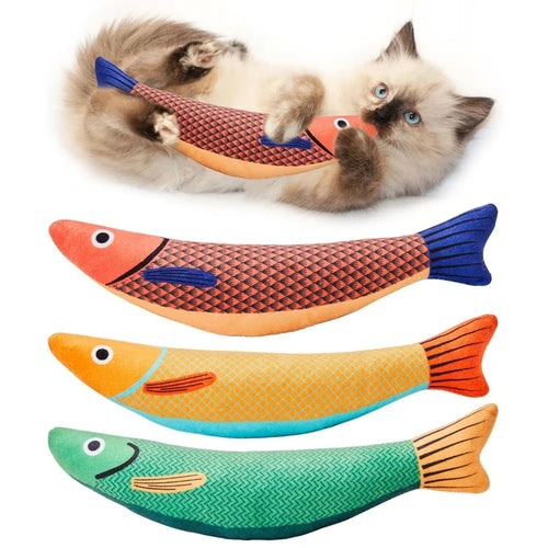 HKM-636563 Soft Catnip Crinkle Saury Fish Toys – 3 Pack Indoor Exercise Cat Toys