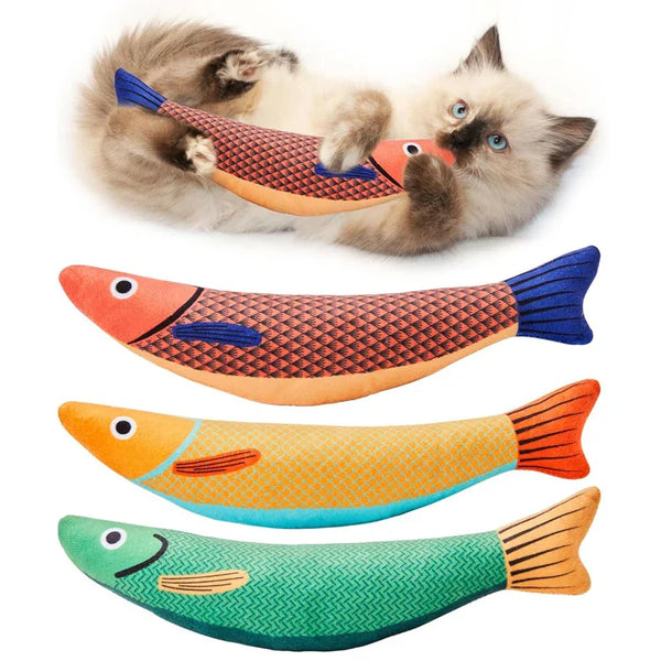 HKM-636563 Soft Catnip Crinkle Saury Fish Toys – 3 Pack Indoor Exercise Cat Toys