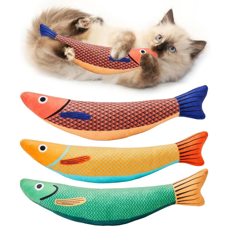 HKM-636563 Soft Catnip Crinkle Saury Fish Toys – 3 Pack Indoor Exercise Cat Toys