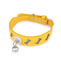 HKM-6365757 Reflective Bone-Shaped Pet Collar for Cats and Dogs - Color Grid Design, Fits Neck 25-32cm