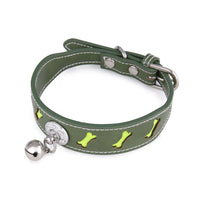 HKM-6365757 Reflective Bone-Shaped Pet Collar for Cats and Dogs - Color Grid Design, Fits Neck 25-32cm