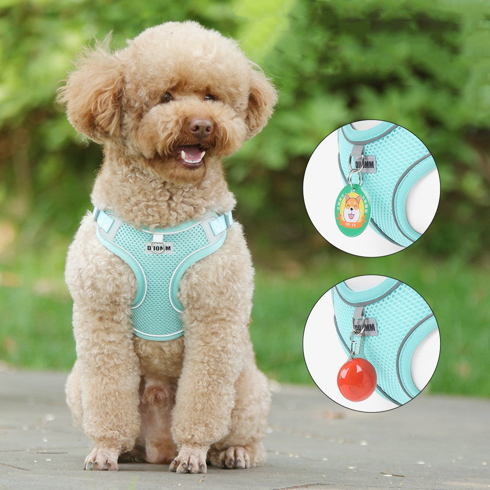 HKM-6367037 Breathable Pet Chest Strap with Traction Rope for Small to Medium Dogs