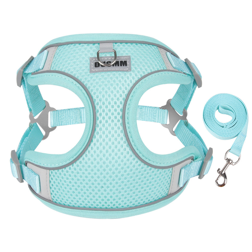 HKM-6367037 Breathable Pet Chest Strap with Traction Rope for Small to Medium Dogs