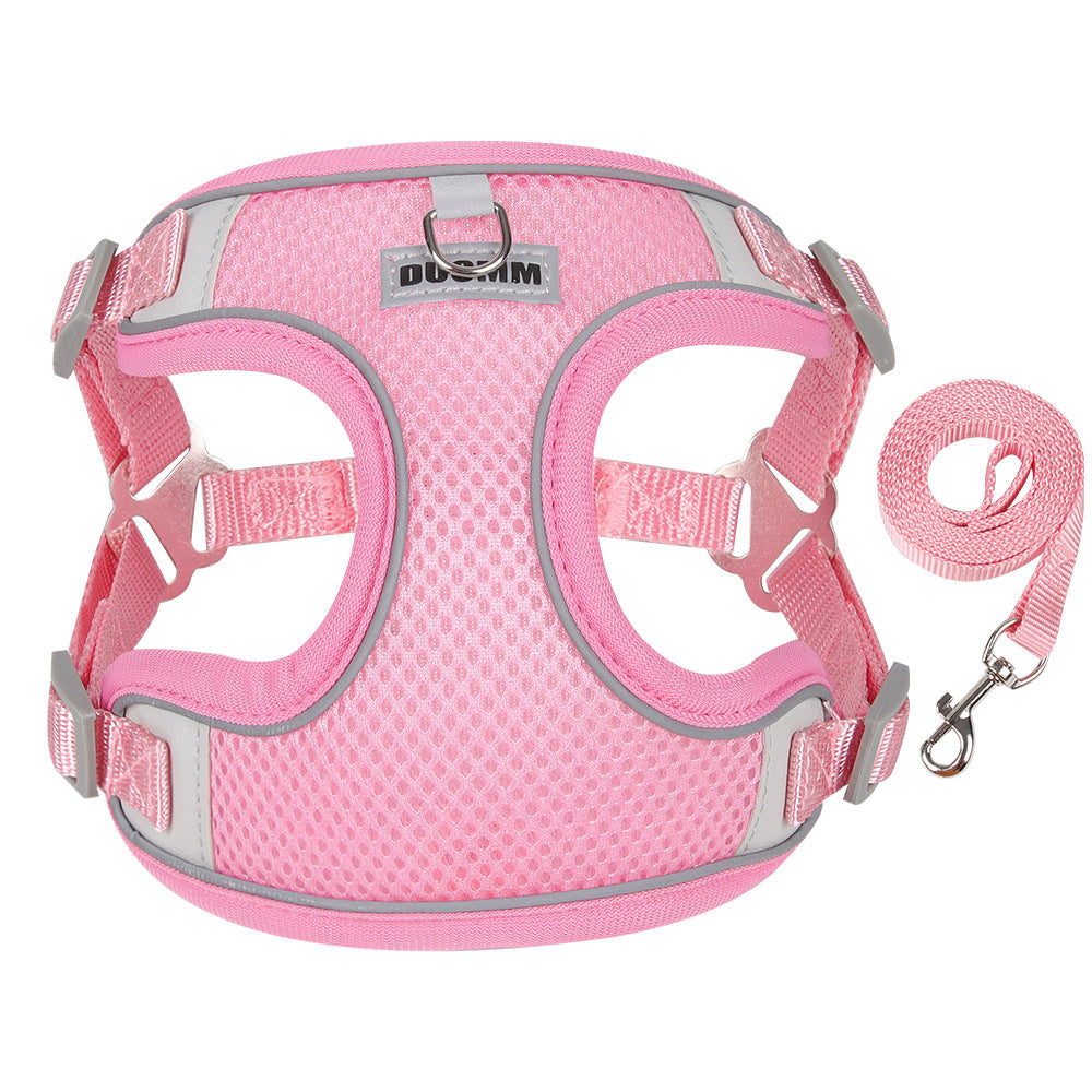 HKM-6367037 Breathable Pet Chest Strap with Traction Rope for Small to Medium Dogs