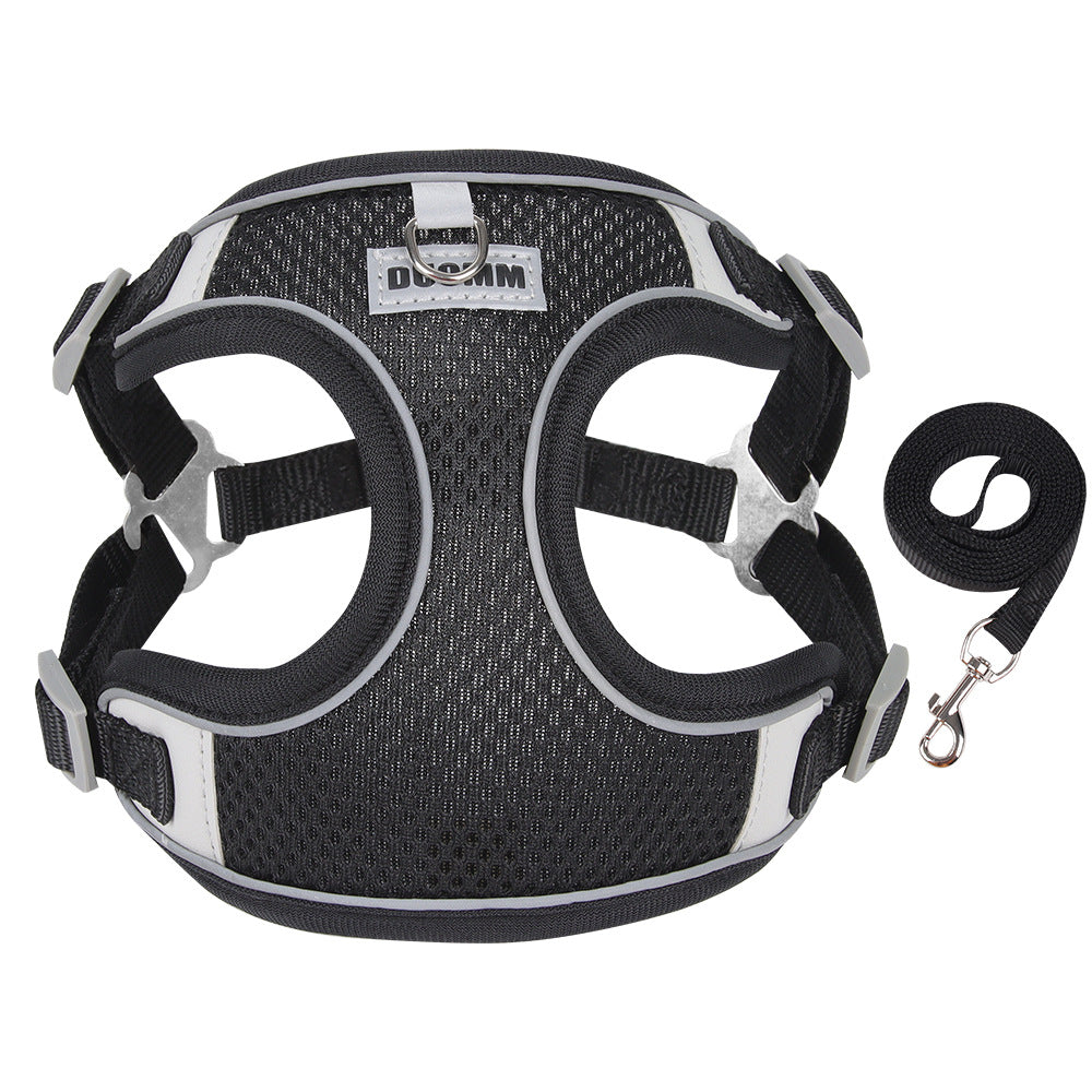 HKM-6367037 Breathable Pet Chest Strap with Traction Rope for Small to Medium Dogs