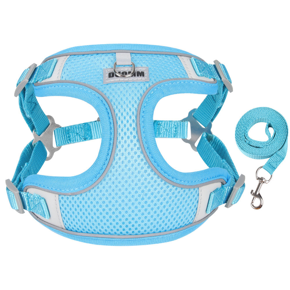 HKM-6367037 Breathable Pet Chest Strap with Traction Rope for Small to Medium Dogs