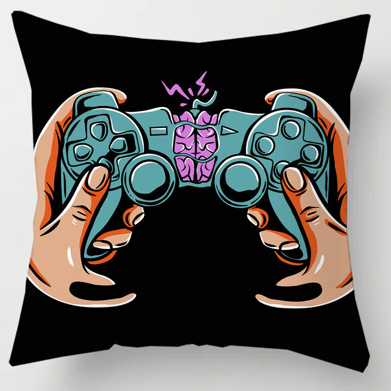 HKM-636819 Gaming-Inspired Cartoon Pillowcase - Modern Minimalist Peach Skin, 45x45cm