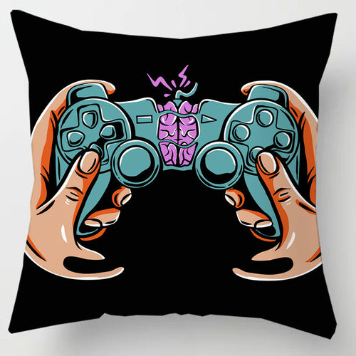 HKM-636819 Gaming-Inspired Cartoon Pillowcase - Modern Minimalist Peach Skin, 45x45cm