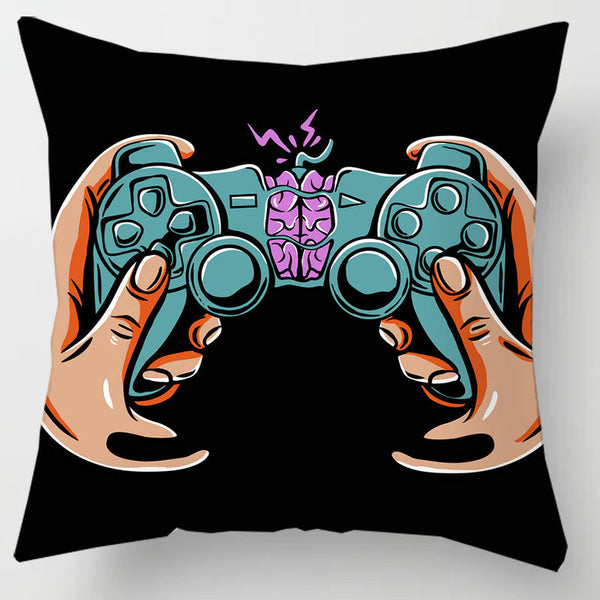 HKM-636819 Gaming-Inspired Cartoon Pillowcase - Modern Minimalist Peach Skin, 45x45cm