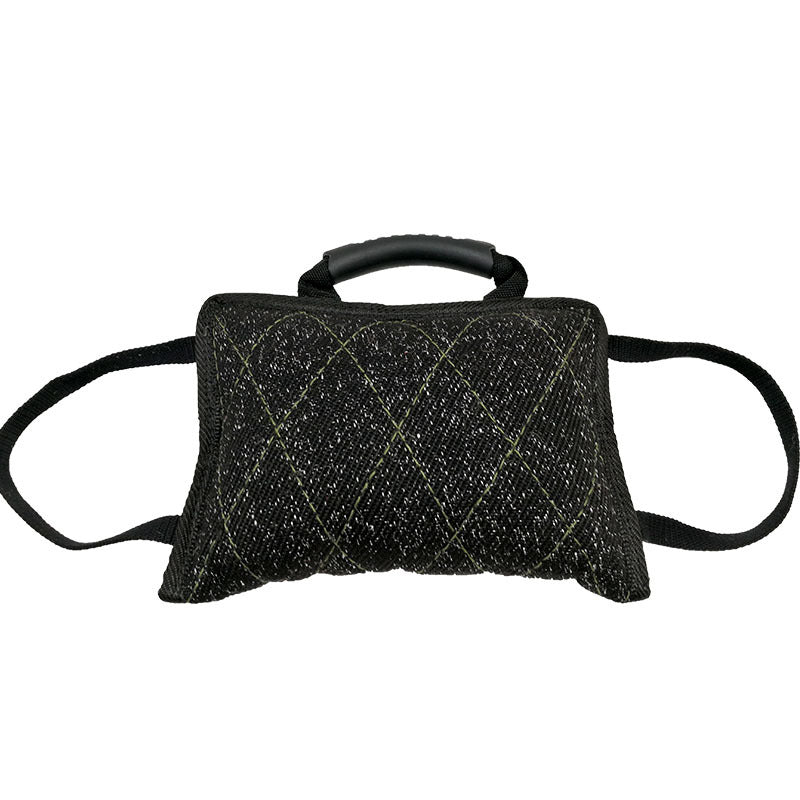 HKM-6368573 Dog Biting Pillow with Thick Double-Layer Nylon Webbing and Coarse Hemp Material - Black Color