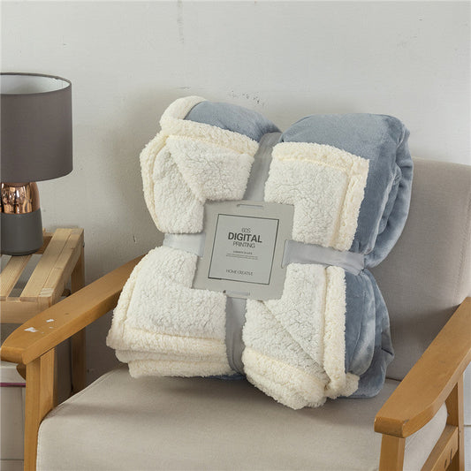 HKM-636883 Warm Double Layer Cashmere-Like Blanket in Assorted Solid Colors and Sizes
