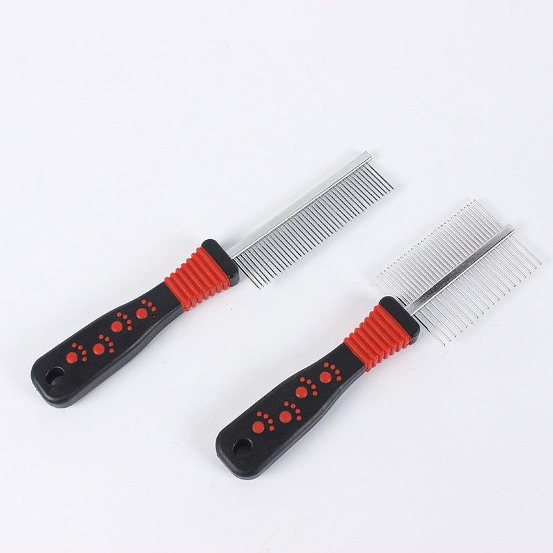 HKM-6369341 Stainless Steel Needle Pet Comb for Dogs ¨C Open Knot Double Row Design for Cleaning and Grooming