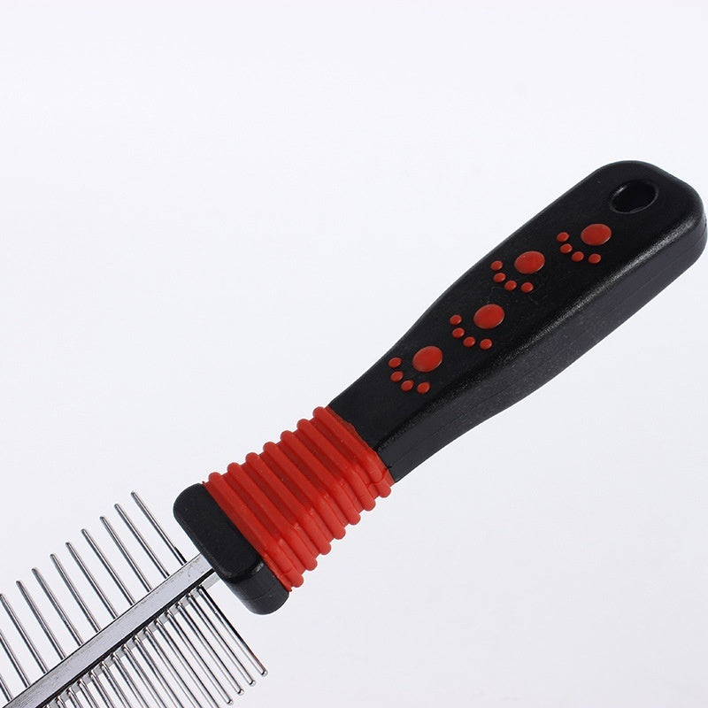 HKM-6369341 Stainless Steel Needle Pet Comb for Dogs ¨C Open Knot Double Row Design for Cleaning and Grooming
