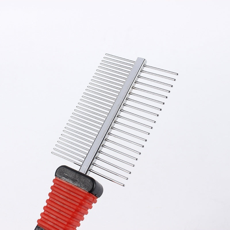 HKM-6369341 Stainless Steel Needle Pet Comb for Dogs ¨C Open Knot Double Row Design for Cleaning and Grooming