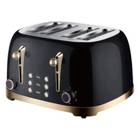 HKM-636947 Retro Stainless Steel 4-Slice Electric Pop-Up Toaster with Grill Function