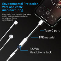 HKM-636947 USB-C to 3.5mm Audio Adapter for Compatible Smartphones and Devices