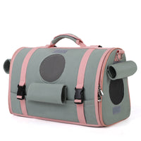 HKM-6369981 Portable Canvas Pet Backpack for Dogs and Cats - Four Seasons Travel Design in Beige and Green, Medium Hardness