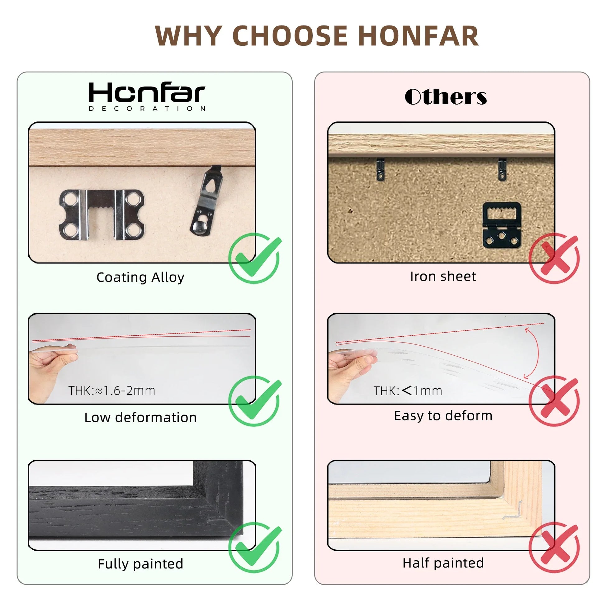 HKM-637075 Elegant Solid Hardwood Oak Photo Frame for A2, A3, A4 Prints - Wall Mount Art Decor