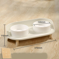 HKM-6373693 Moon Half Double Cat and Small Dog Bowl - Ceramic Design in Gray-Green & Milky White