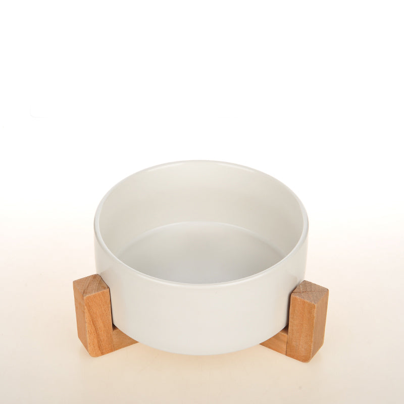 HKM-6373693 Moon Half Double Cat and Small Dog Bowl - Ceramic Design in Gray-Green & Milky White