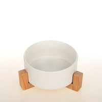HKM-6373693 Moon Half Double Cat and Small Dog Bowl - Ceramic Design in Gray-Green & Milky White