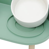 HKM-6373693 Moon Half Double Cat and Small Dog Bowl - Ceramic Design in Gray-Green & Milky White