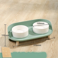 HKM-6373693 Moon Half Double Cat and Small Dog Bowl - Ceramic Design in Gray-Green & Milky White