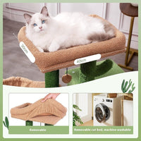 HKM-6374333 Cactus-Themed Cat Climbing Frame for Small to Medium Cats - Wooden Design, 43x33x87cm