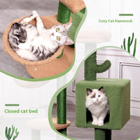 HKM-6374333 Cactus-Themed Cat Climbing Frame for Small to Medium Cats - Wooden Design, 43x33x87cm
