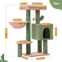 HKM-6374333 Cactus-Themed Cat Climbing Frame for Small to Medium Cats - Wooden Design, 43x33x87cm