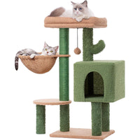 HKM-6374333 Cactus-Themed Cat Climbing Frame for Small to Medium Cats - Wooden Design, 43x33x87cm