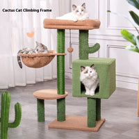 HKM-6374333 Cactus-Themed Cat Climbing Frame for Small to Medium Cats - Wooden Design, 43x33x87cm