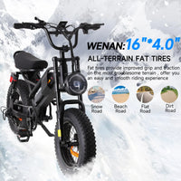 HKM-637523 750W 16-Inch Fat Tire Electric Mountain Bike with Dual Suspension, Integrated Battery, and LCD Display