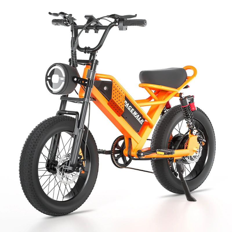 HKM-637523 750W 16-Inch Fat Tire Electric Mountain Bike with Dual Suspension, Integrated Battery, and LCD Display