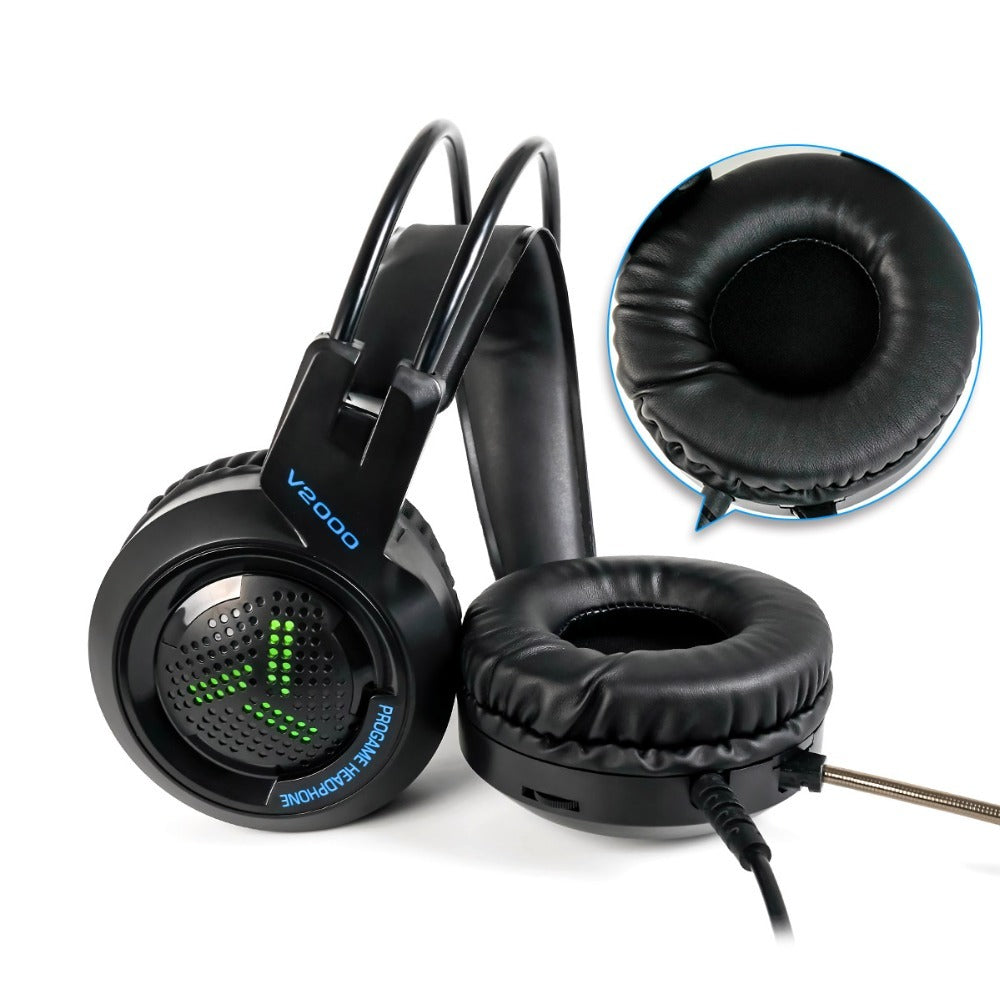 HKM-637523 Wired Gaming Headset with 3.5mm and USB Connectivity, 50mm Speakers, and Inline Microphone