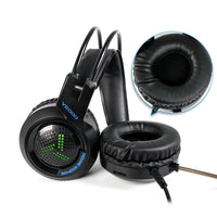 HKM-637523 Wired Gaming Headset with 3.5mm and USB Connectivity, 50mm Speakers, and Inline Microphone
