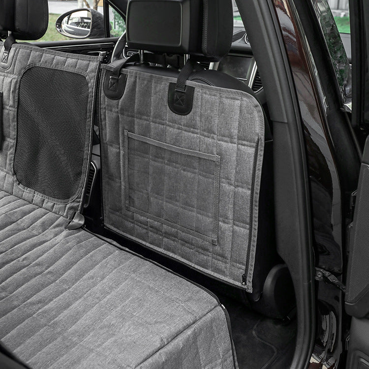 HKM-6375357 Detachable Split Pet Car Mat for Dogs - Gray and Black, 137x147cm, Cloth Material