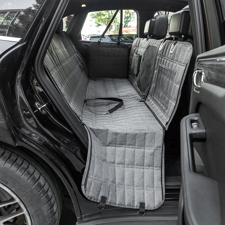 HKM-6375357 Detachable Split Pet Car Mat for Dogs - Gray and Black, 137x147cm, Cloth Material