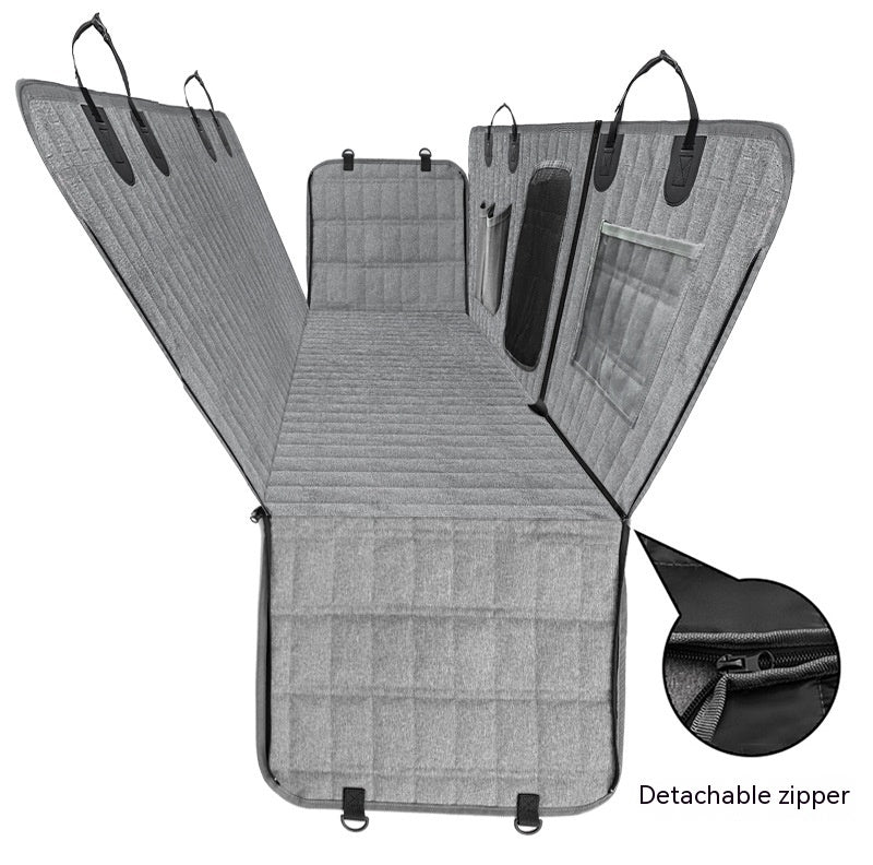 HKM-6375357 Detachable Split Pet Car Mat for Dogs - Gray and Black, 137x147cm, Cloth Material
