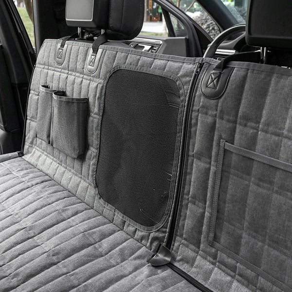 HKM-6375357 Detachable Split Pet Car Mat for Dogs - Gray and Black, 137x147cm, Cloth Material