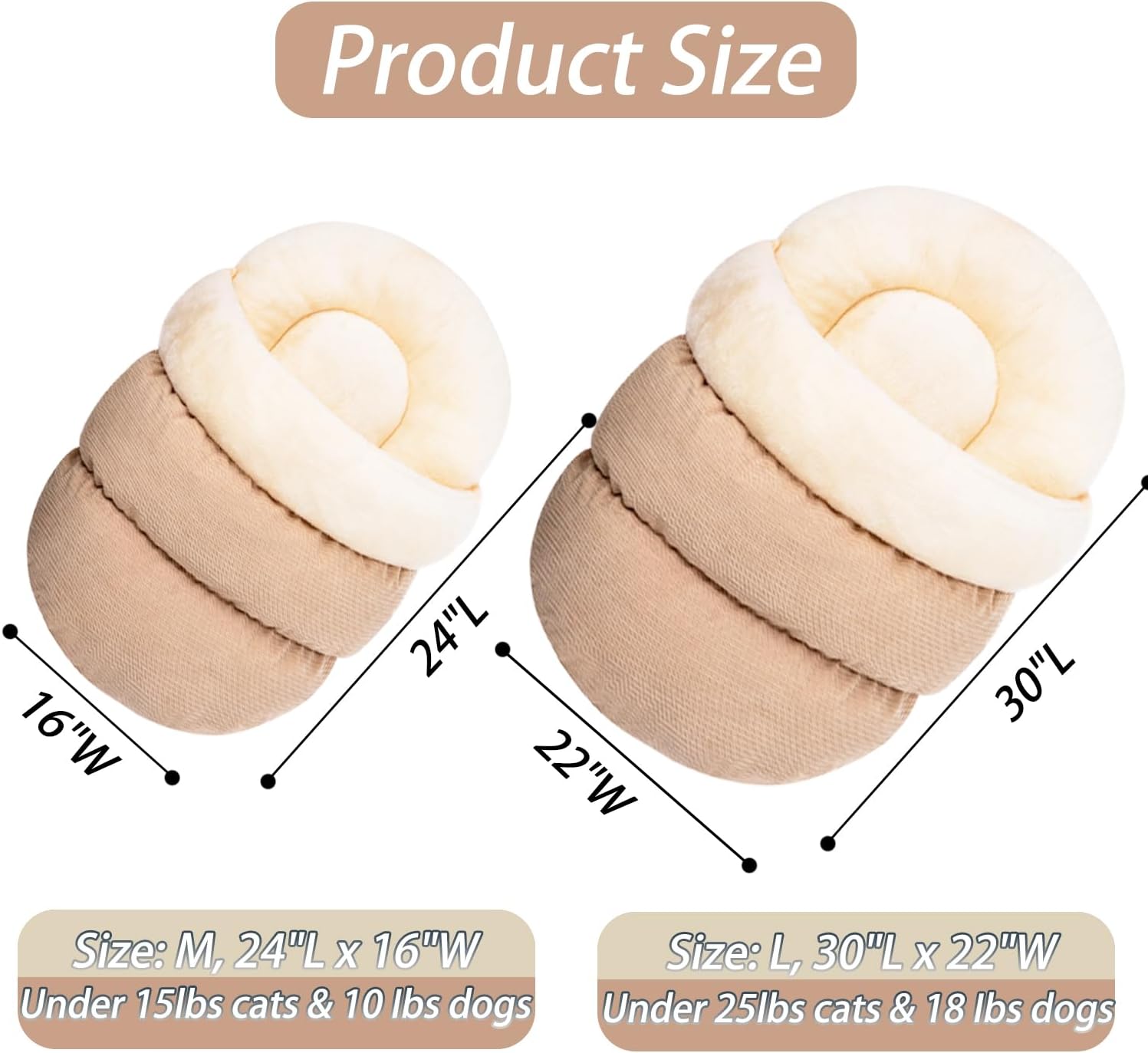 HKM-6376765 Ultra Soft Plush Cat and Dog Bed - Self-Warming Anti-Slip Cave Nest for Indoor Use