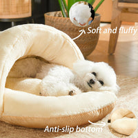 HKM-6376765 Ultra Soft Plush Cat and Dog Bed - Self-Warming Anti-Slip Cave Nest for Indoor Use