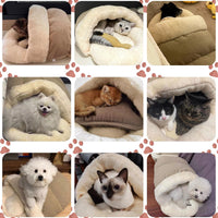 HKM-6376765 Ultra Soft Plush Cat and Dog Bed - Self-Warming Anti-Slip Cave Nest for Indoor Use