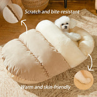 HKM-6376765 Ultra Soft Plush Cat and Dog Bed - Self-Warming Anti-Slip Cave Nest for Indoor Use